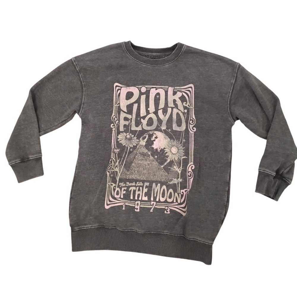 Pink Floyd Dark Side of the Moon Graphic Sweatshirt Gray Acid Wash Large 1973
